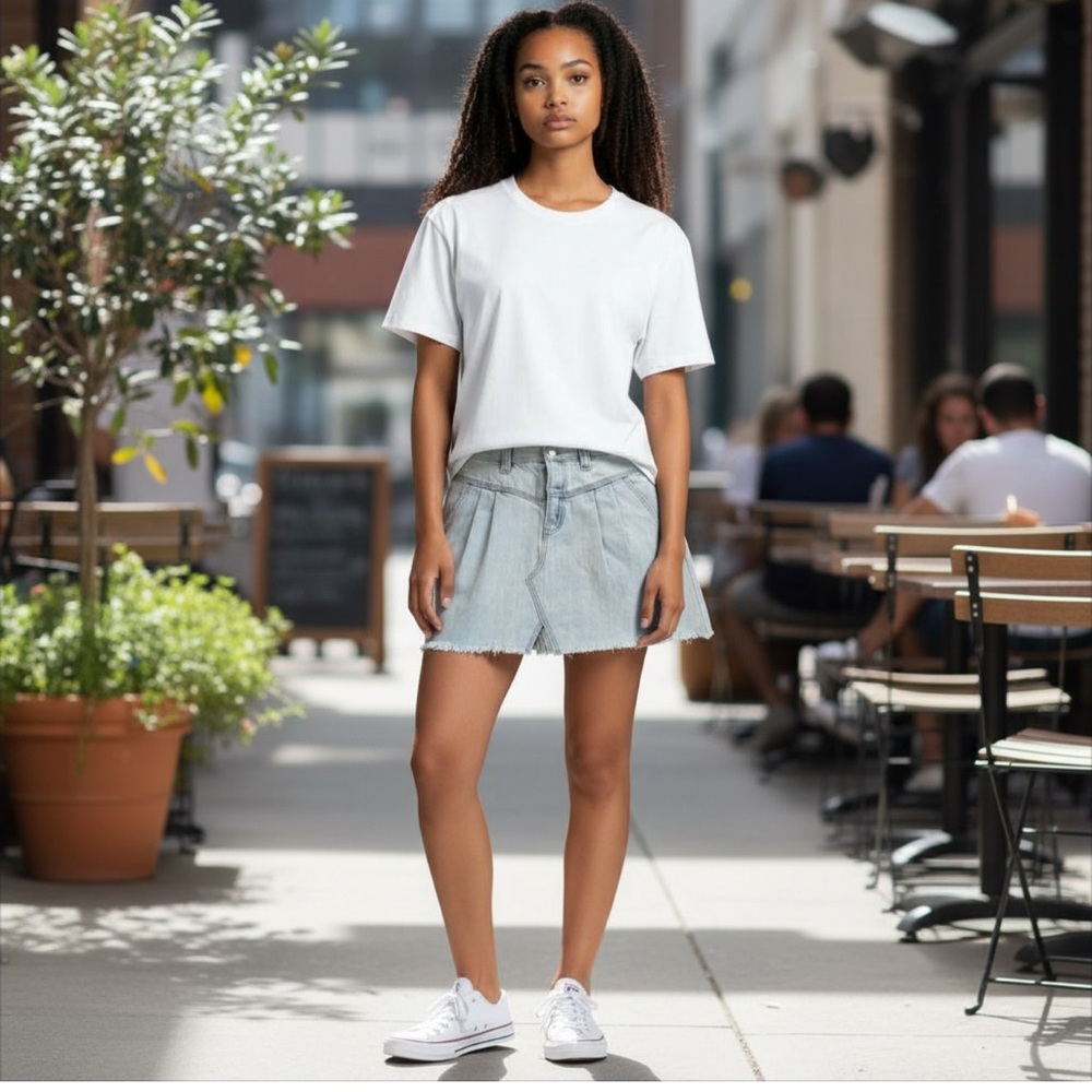 Free People Sidecar Frayed Denim Mini Skirt SZ 29 NWT‎